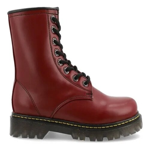 Bota Estilo Rock Vino para Mujer Botas Chunky