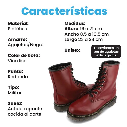 Bota Estilo Rock Vino para Mujer Botas Chunky