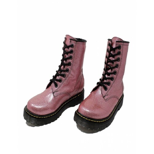 Botas Hombre Rosas con Brillos Combat Estilo Boots Glitter