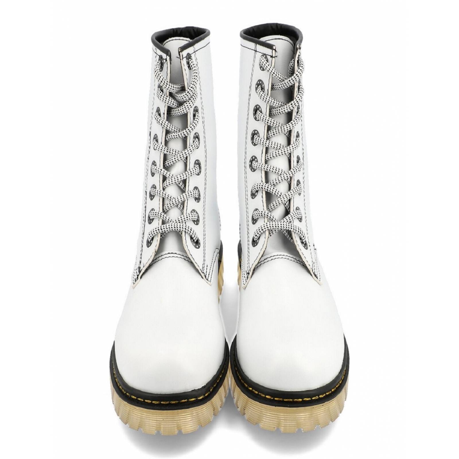 Botas Rockeras Combat Mujer Blanca Bot n Chunky