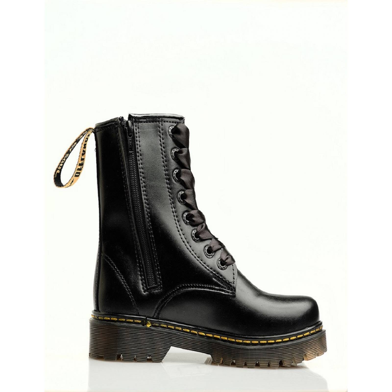 Botas Rockeras Mujer Piel Negra Combat Bota Urbana