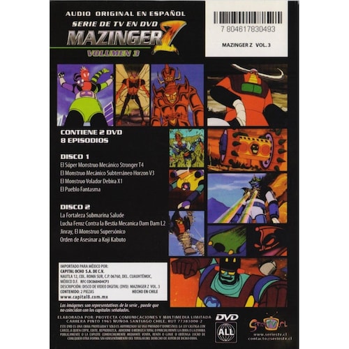 Mazinger Z Volumen 3 Tres Tercer Dvd