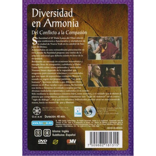 Diversidad En Armonia Su Santidad 14 Dalai Lama Gaiam Dvd