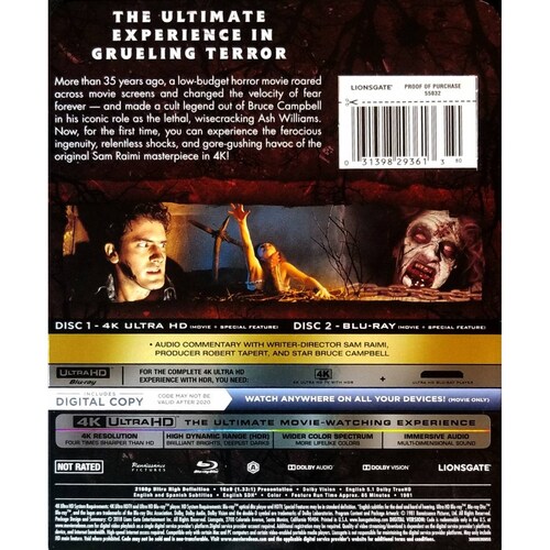 The Evil Dead 1981 Pelicula 4k Ultra Hd + Blu-ray