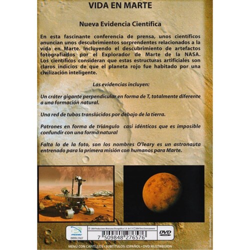 Vida En ¿ Marte ? Nueva Evidencia Cientifica Documental Dvd
