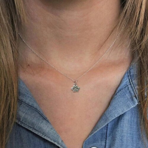 Collar ARETIZE Huella Perro de Plata de Ley 925    Plateado Mujer Unitalla + Caja de Regalo 