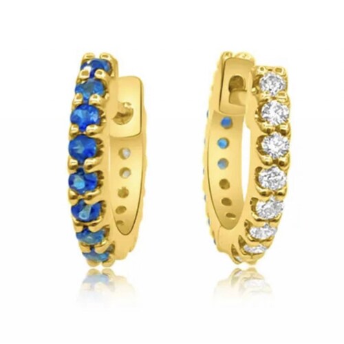 Aretes ARETIZE Aro de Plata de Ley 925 Baño en Oro de 18k Zirconias Dorado Mujer Unitalla + Caja de Regalo 