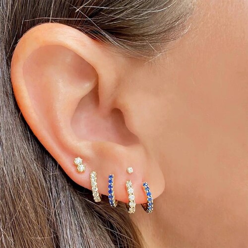 Aretes ARETIZE Aro de Plata de Ley 925 Baño en Oro de 18k Zirconias Dorado Mujer Unitalla + Caja de Regalo 