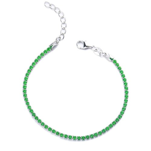 Pulsera ARETIZE Brazalete Tenis de Plata de Ley 925 Zirconias Plateado Mujer Ajustable + Caja de Regalo 