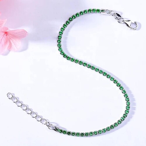 Pulsera ARETIZE Brazalete Tenis de Plata de Ley 925 Zirconias Plateado Mujer Ajustable + Caja de Regalo 
