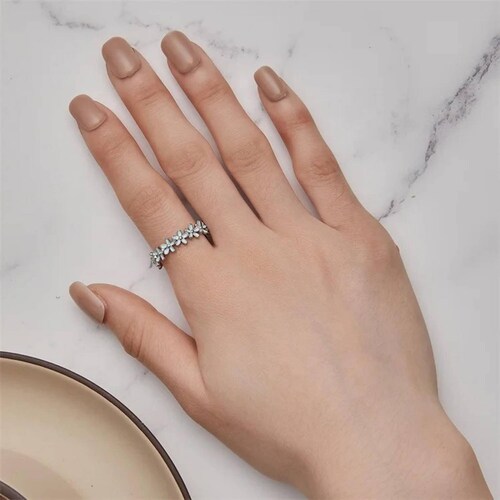 Anillo de Plata 925 Azúl De Flores Talla 5 Plateado 7.0