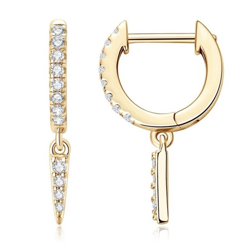 Aretes de Plata 925 Oro 18k de Moissanita Flecha Unitalla 