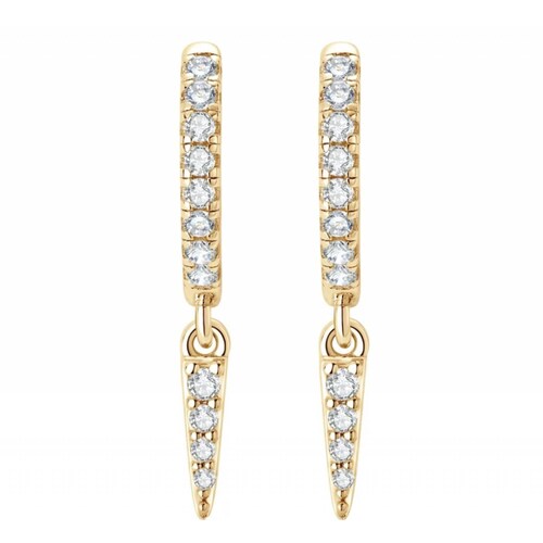 Aretes de Plata 925 Oro 18k de Moissanita Flecha Unitalla 