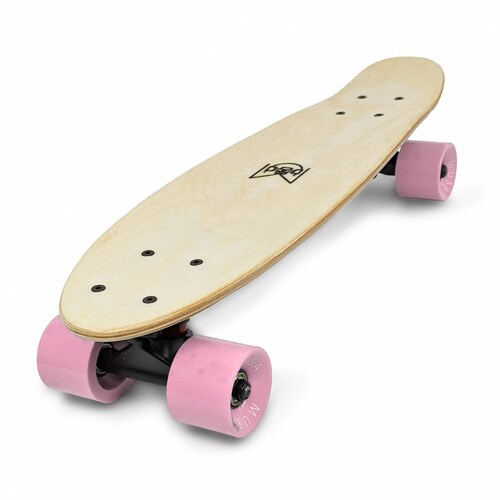 Patineta Tipo Penny Profesional Musa Madera Maple Llantas Rosa Trucks Negros