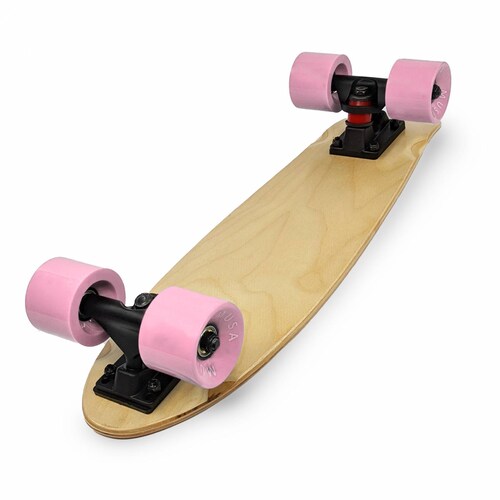 Patineta Tipo Penny Profesional Musa Madera Maple Llantas Rosa Trucks Negros