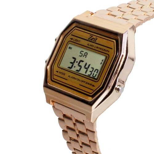 Reloj Digital Zeit Unisex Luz Alarma Cronómetro Oro Rosa 