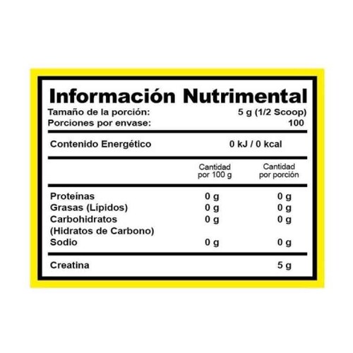 Creatina Monohidratada BHP Nutrition 500g 100 Serv. 
