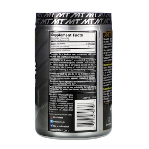 Glutamina Muscletech Platinum 100% Glutamine 300g 60 Serv. 