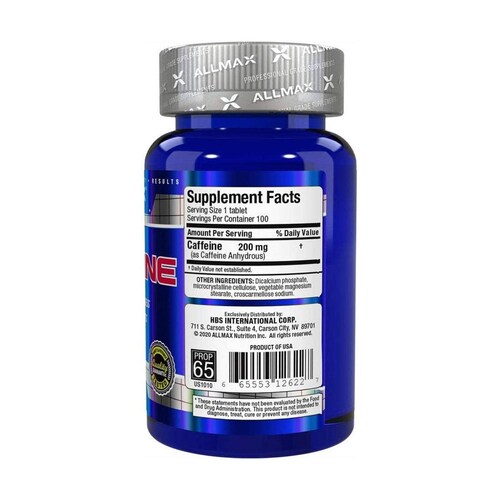 Cafeina AllMax Essentials Caffeine 200mg 100 tabs. 