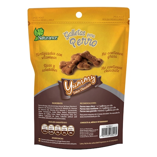 Yummy galletas para perro snacks Sabor Chocolate 100 grs 