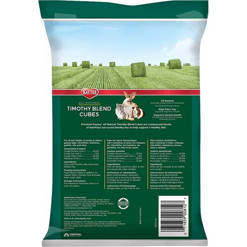 Premio conejo cuyo chinchilla Kaytee Cubos heno Timothy 454g 