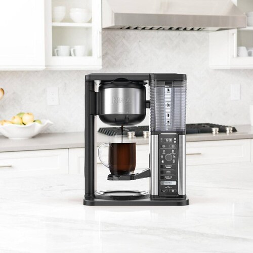 Cafetera Ninja CM401 10 tazas, 6 tamaños, 3 programas, espumador, cold brew, gris 