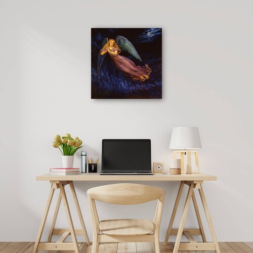 Cuadro Decorativo | Buenas noches ángel | Edgar Jerins | 94X94 Cm | Arte Religión | Impresión en Lienzo | Fine Art TJ