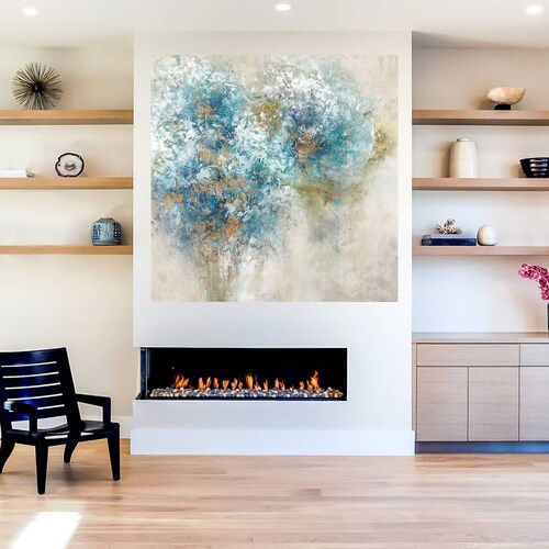 Cuadro Decorativo | Hortensia | Leah Rei | 82X82 Cm | Arte Abstracto | Impresión en Lienzo | Fine Art TJ