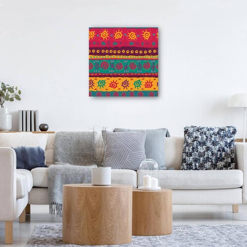 cuadro decorativo - Patrón azteca de símbolos brillantes