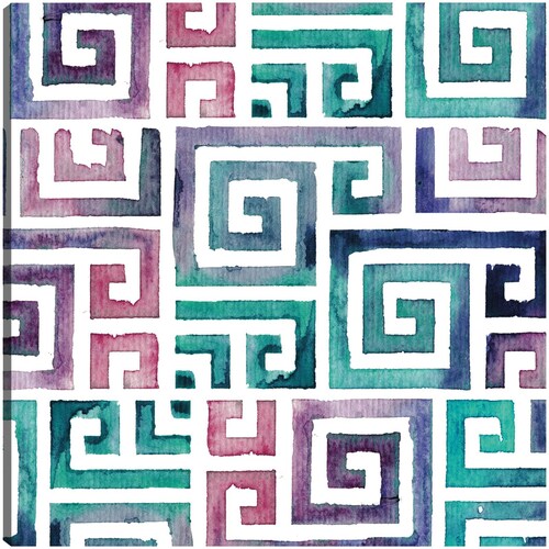 cuadro decorativo - Laberinto tribal verde azulado