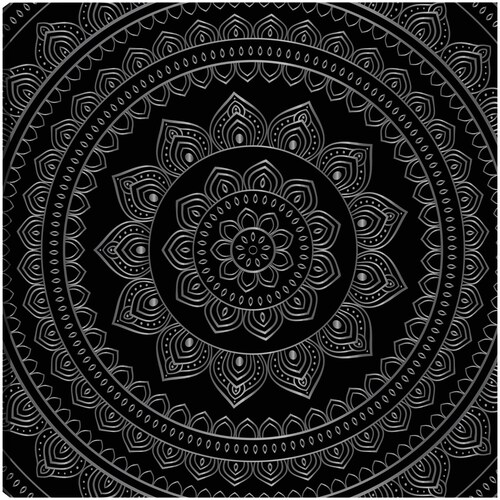 cuadro decorativo - Mandala de terciopelo negro plateado