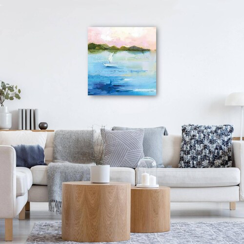 cuadro decorativo - Navegación solitaria rosa al atardecer