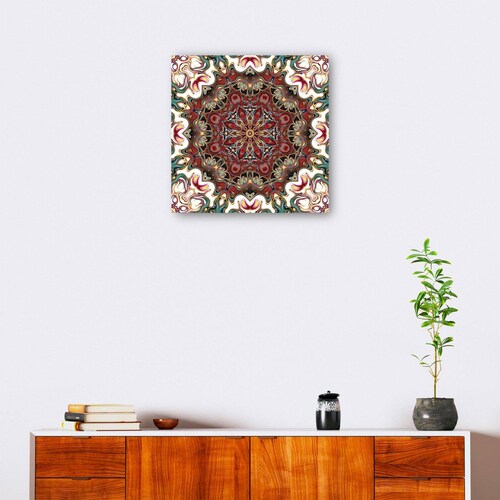 cuadro decorativo - Mandala exótica de flores rojas