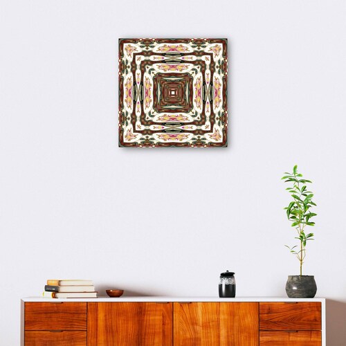 cuadro decorativo - Azulejos burdeos blancos ondulados