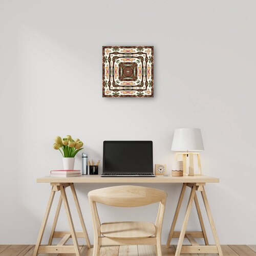 cuadro decorativo - Azulejos burdeos blancos ondulados