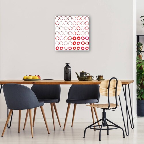 cuadro decorativo - Cepillado con Círculos Rojos