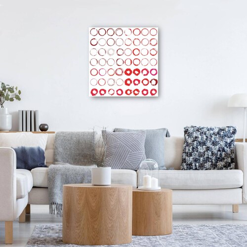 cuadro decorativo - Cepillado con Círculos Rojos