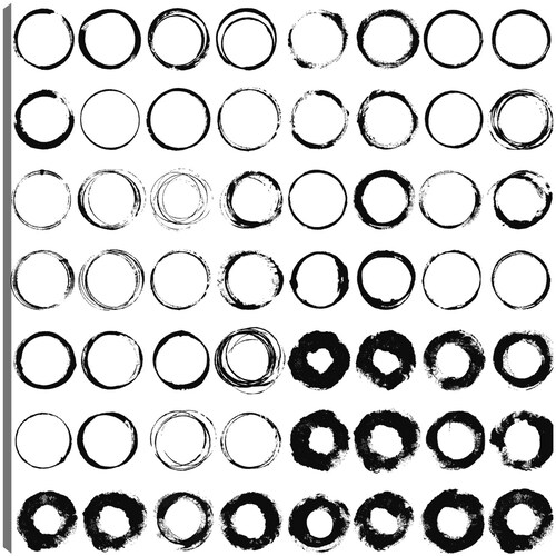 cuadro decorativo - Cepillado con Círculos Negros