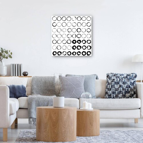 cuadro decorativo - Cepillado con Círculos Negros