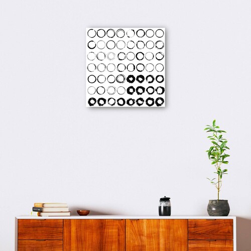 cuadro decorativo - Cepillado con Círculos Negros