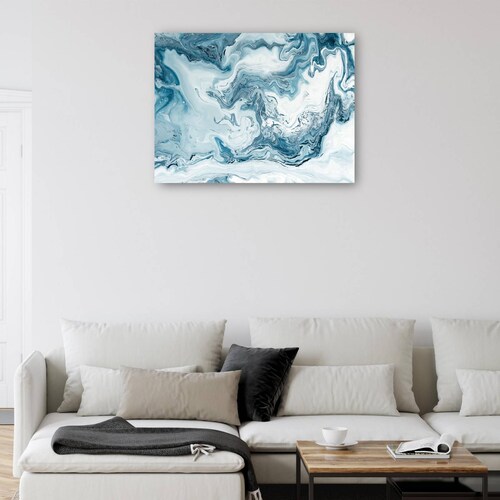 cuadro decorativo - Olas de mármol de nieve azul