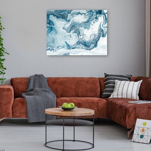 cuadro decorativo - Olas de mármol de nieve azul