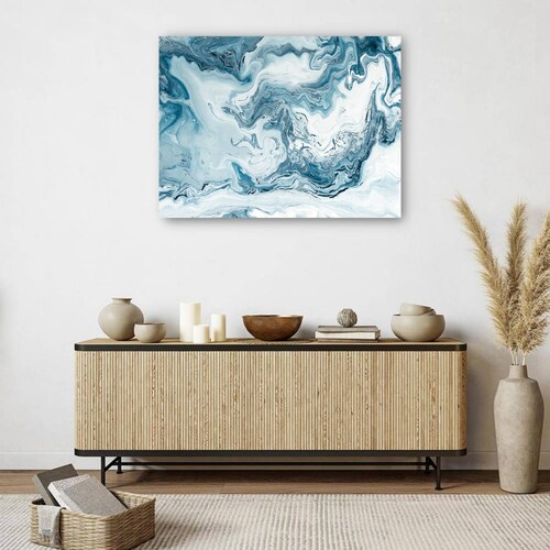 cuadro decorativo - Olas de mármol de nieve azul