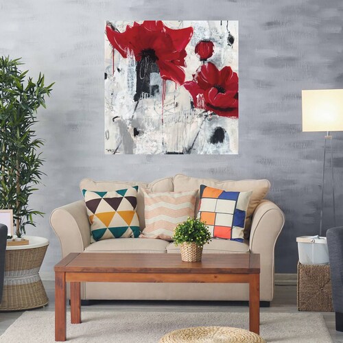 Cuadro Decorativo - Amor amapola - Pamela K. Beer - 56X56 cm - Arte Abstracto - Impresión en Lienzo - Fine Art TJ