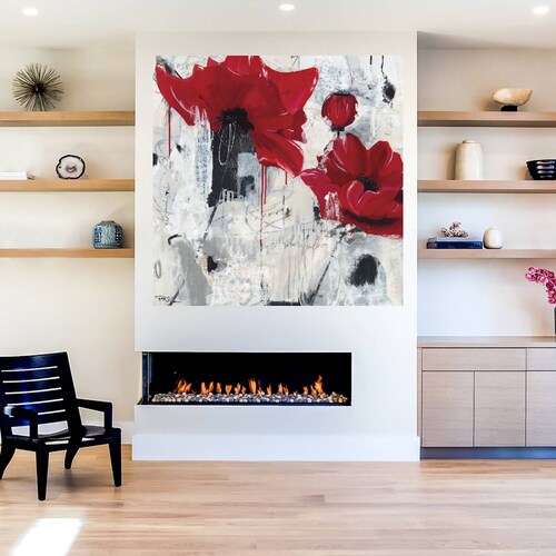 Cuadro Decorativo - Amor amapola - Pamela K. Beer - 56X56 cm - Arte Abstracto - Impresión en Lienzo - Fine Art TJ
