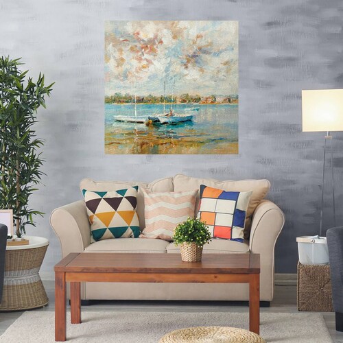 Cuadro Decorativo - A la orilla del agua - Kasia Bruniany - 122X122 cm - Arte Paisaje - Impresión en Lienzo - Fine Art TJ