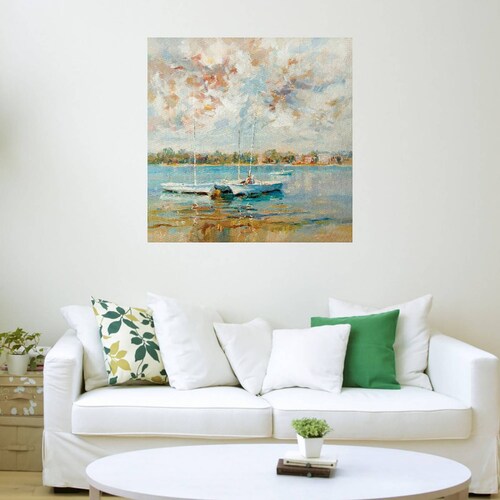 Cuadro Decorativo - A la orilla del agua - Kasia Bruniany - 122X122 cm - Arte Paisaje - Impresión en Lienzo - Fine Art TJ