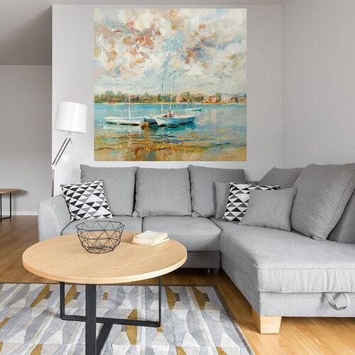 Cuadro Decorativo - A la orilla del agua - Kasia Bruniany - 122X122 cm - Arte Paisaje - Impresión en Lienzo - Fine Art TJ