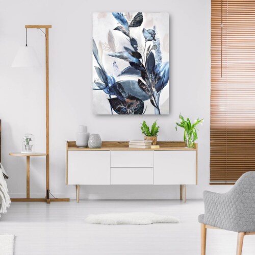 cuadro decorativo - hojas azules