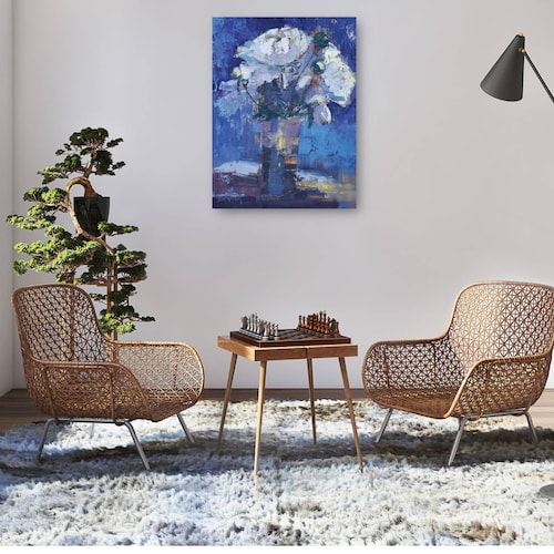 cuadro decorativo  peonias blancas